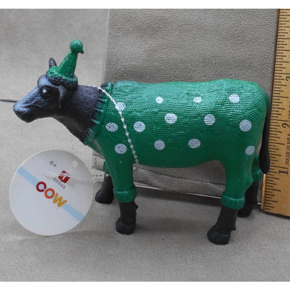 Party Animals Black Cow in Green Polka Hat Dot Ankyo Development - Picture 2 of 7